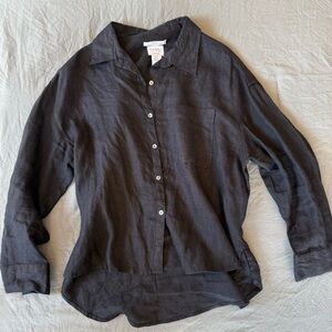 Nicole Miller Black Linen Top